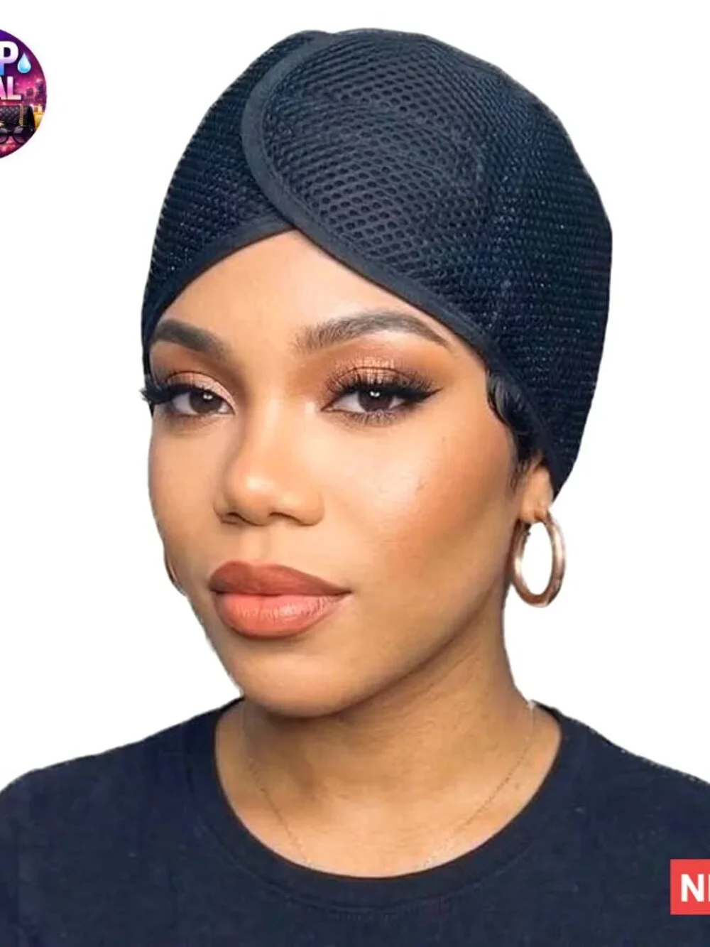 Olive Oil + Vitamin E Treated Mesh Foam Hair Wrap, Adjustable Headband for